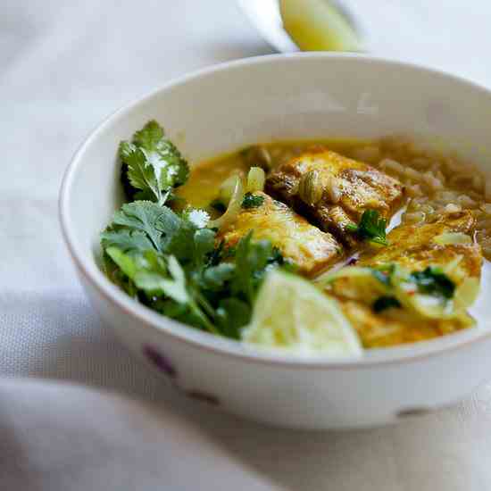 Red snapper curry with brown basmati