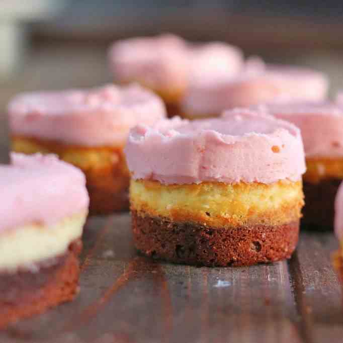 Neapolitan Brownie Cheesecake Bites