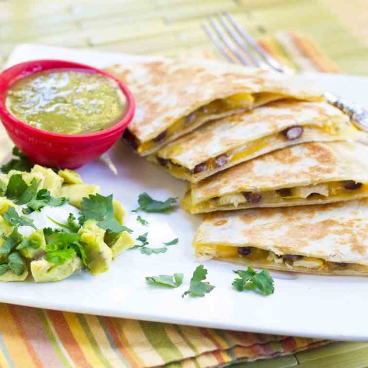 Tomatillo Chicken Black Bean Quesadilla