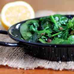 Baby Spinach with Pine Nuts and Raisins