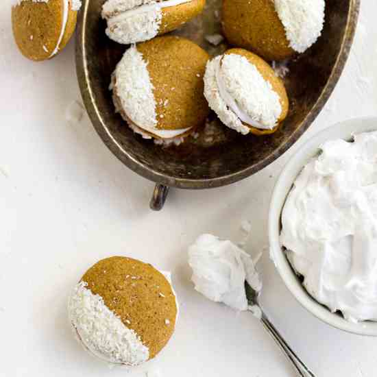 Pumpkin Coconut Sandwich Cookies