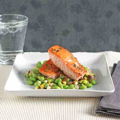 Salmon with Edamame Succotash