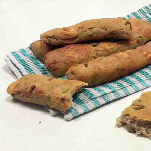 Bread sticks with olives