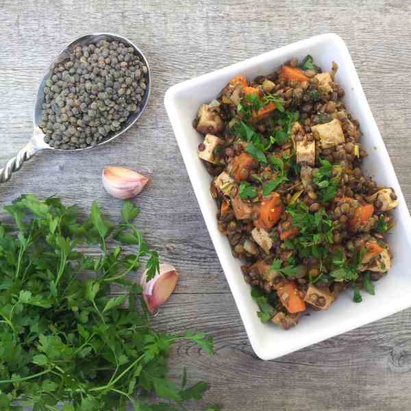 Warm Lentil Salad With Smoked Tofu [vegan]