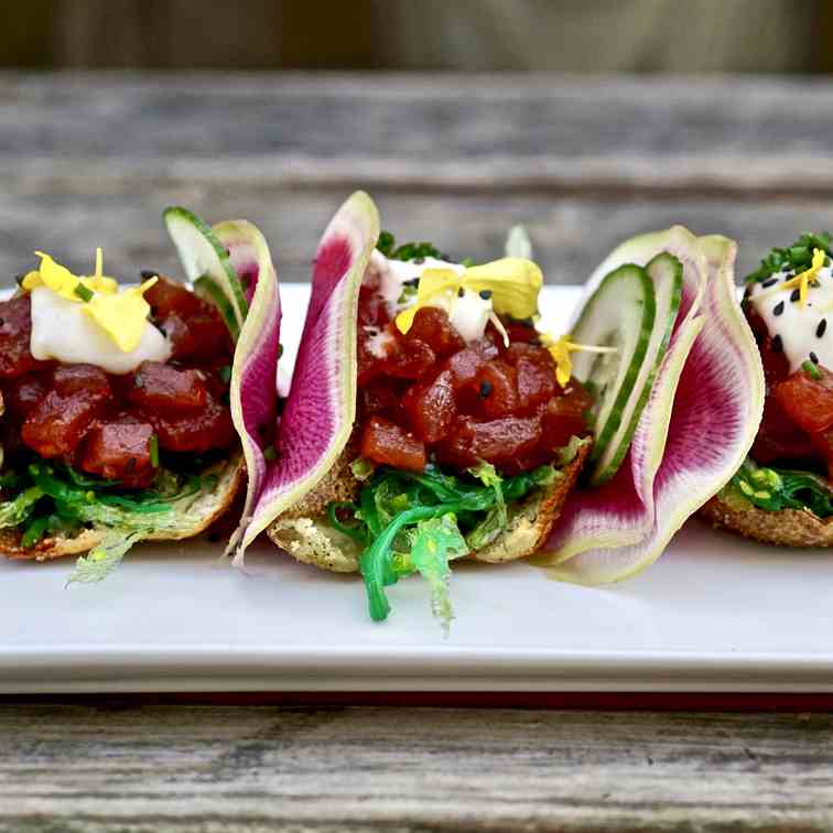 Tuna Poke Potato Skins