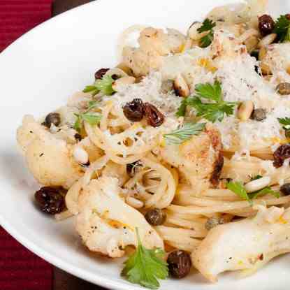 Sicilian Spaghetti Pan-Roasted Cauliflower