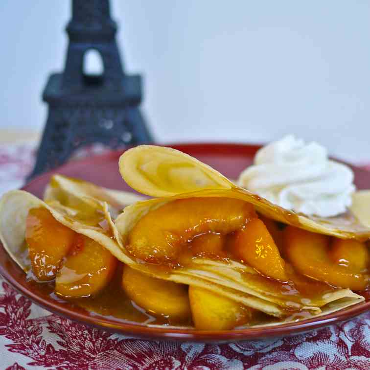 Caramelized Peach and Ginger Crepes