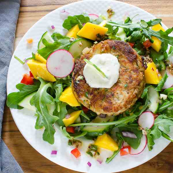 Key Lime Mango Crab Cake Salad