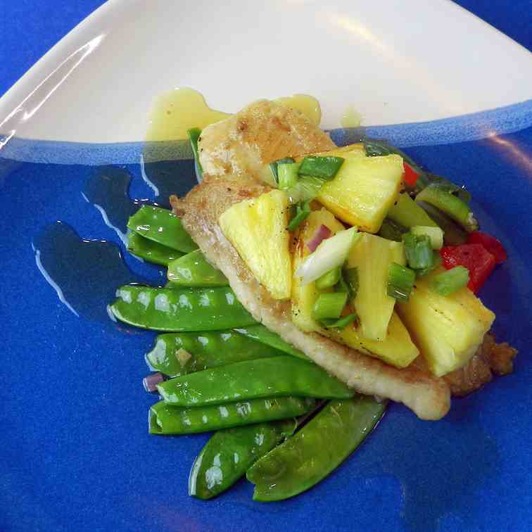 Pan Fried Fish with Grilled Pineapple