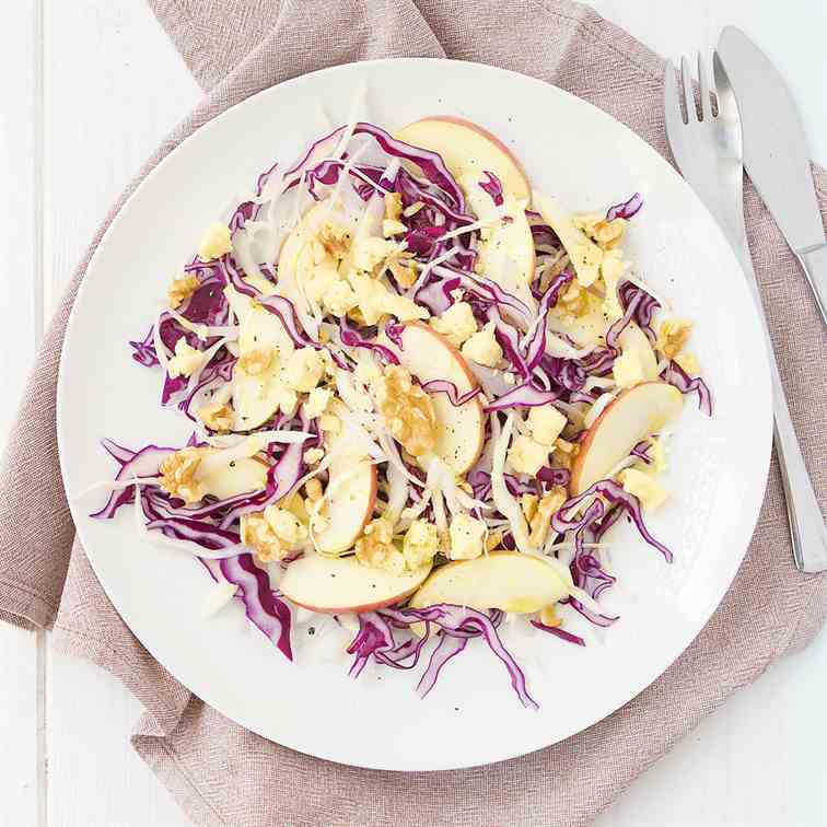 Cabbage and apple slaw with walnuts