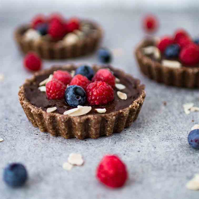 Raw vegan avocado chocolate tart