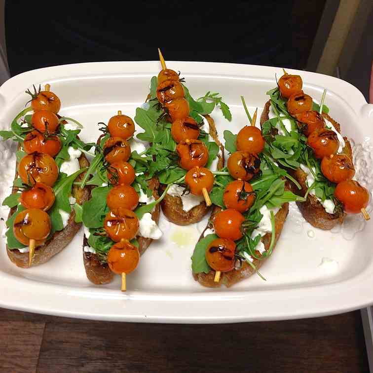 Burrata & Roasted Cherry Tomato Crostini