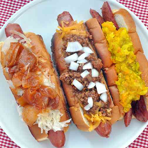 Three Famous Hot Dog Toppers