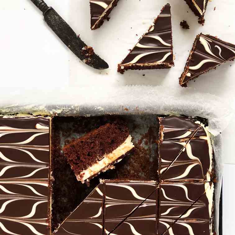Chocolate Tray Bake with Curd Cheese