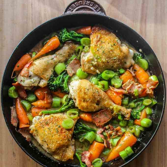 White wine braised chicken