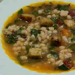 Haricot bean and Swiss chard soup
