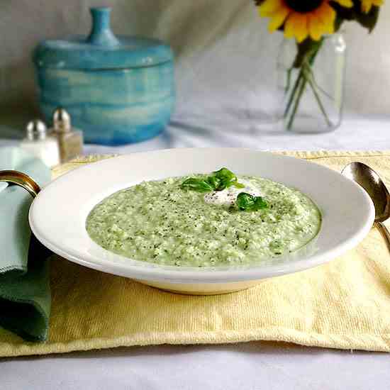 Zucchini Gazpacho with Basil and Yogurt