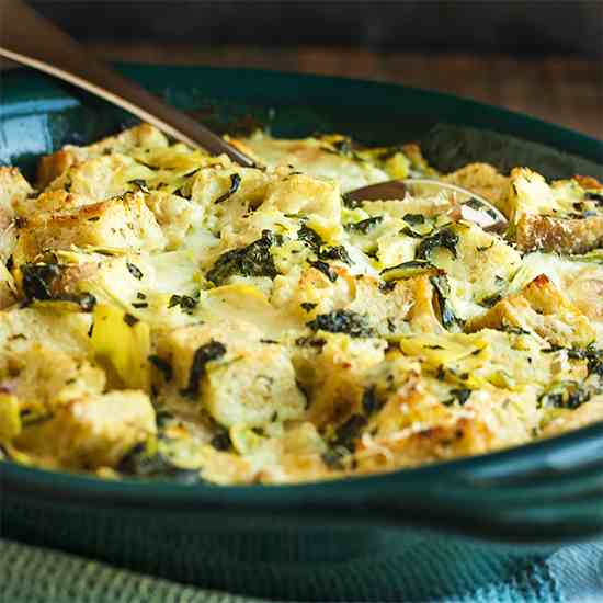 Spinach Artichoke Bread Pudding