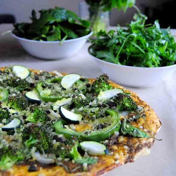 Vegan green pizza