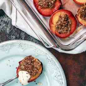 Hazelnut-Stuffed Peaches