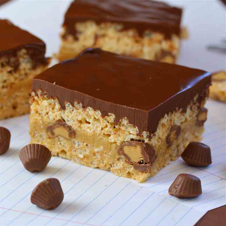 Triple Peanut Butter Krispie Treats