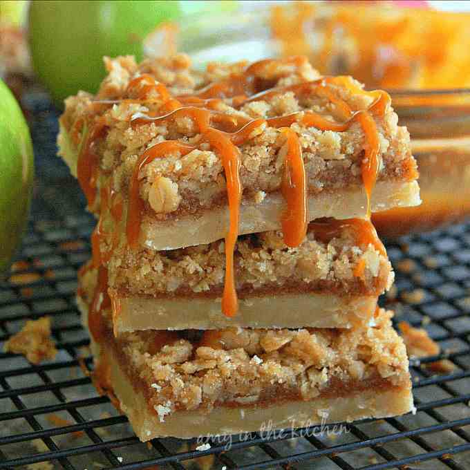 gluten free caramel apple pie bars