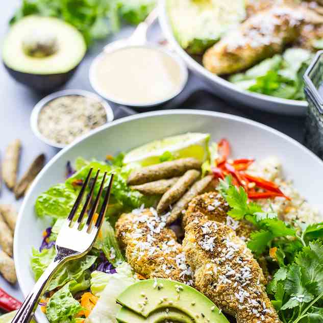 Coconut Crusted Chicken Salad Bowls