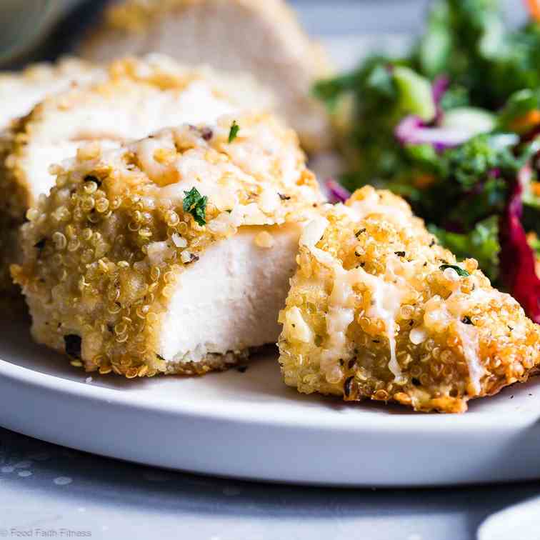 Goat Cheese Quinoa Crusted Chicken