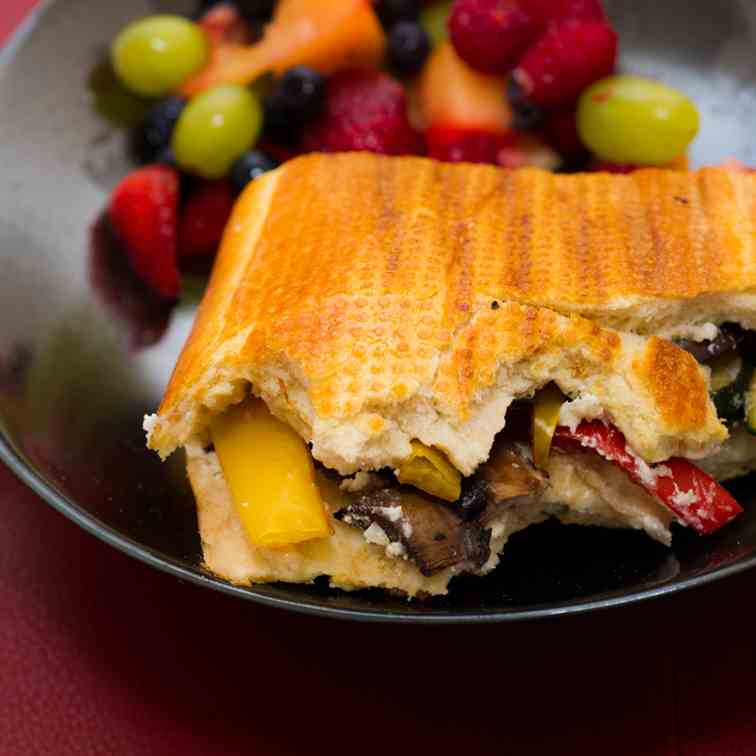 Roasted Vegetable Panini with Feta Spread