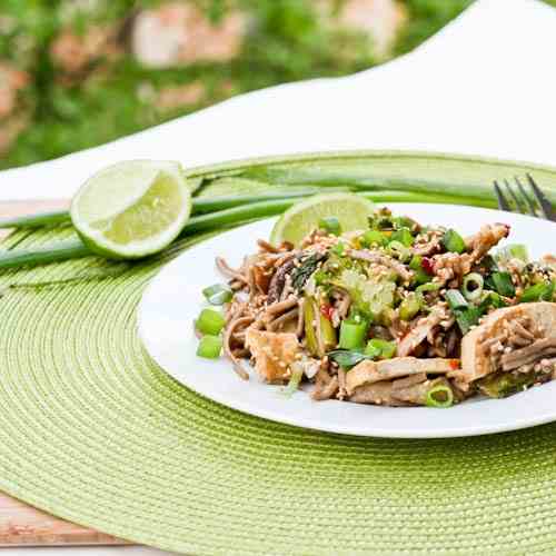 Soba Noodle Stir Fry with Tofu, Mushrooms,