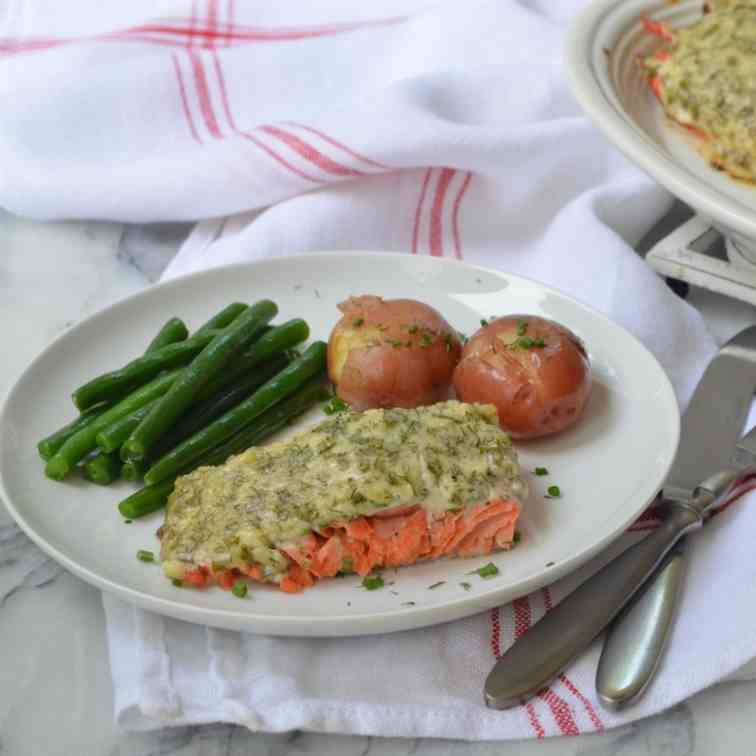 Baked Salmon with Herb Sauce