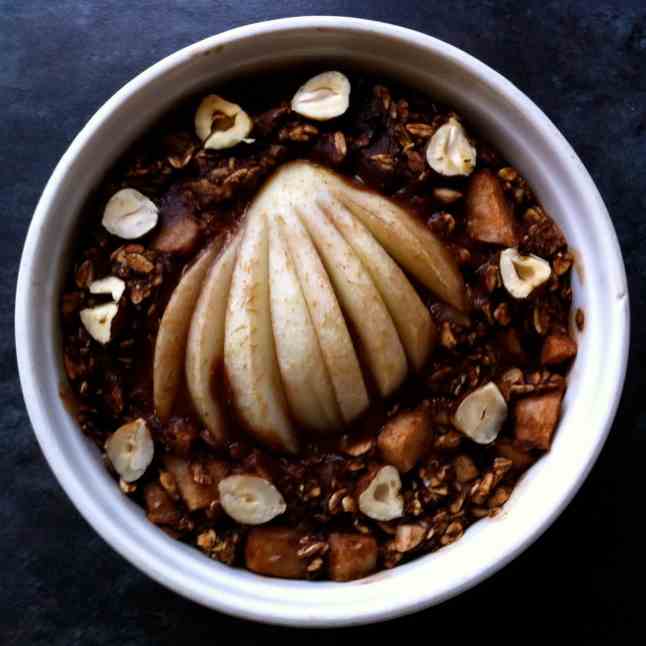 Chocolate, Pear & Hazelnut Baked Porridge