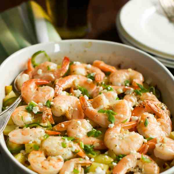 Baked Potato with Lemon Shrimp