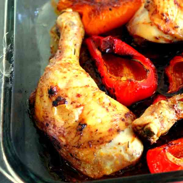 Chicken legs roasted in the oven