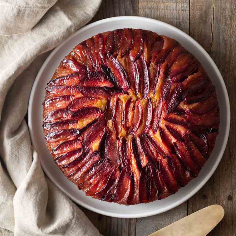 Polenta Plum Upside Down Cake