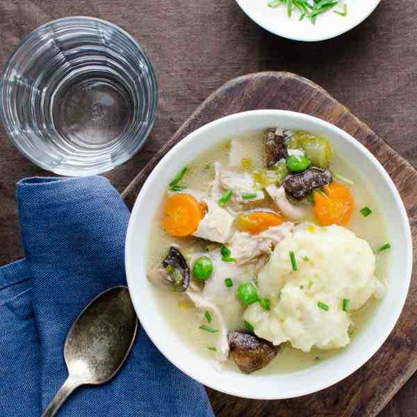 chicken n cornmeal chive dumplings