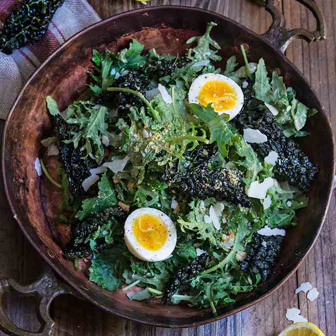 Kale salad with low fat Caesar dressing