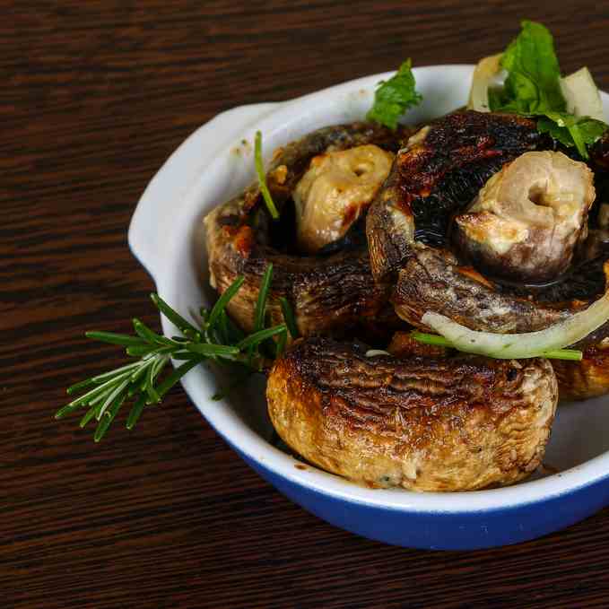 Air Fryer Stuffed Garlic Mushrooms