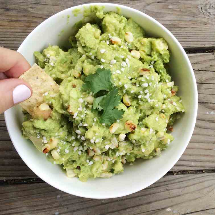 Grilled Corn and Cotija Guacamole 