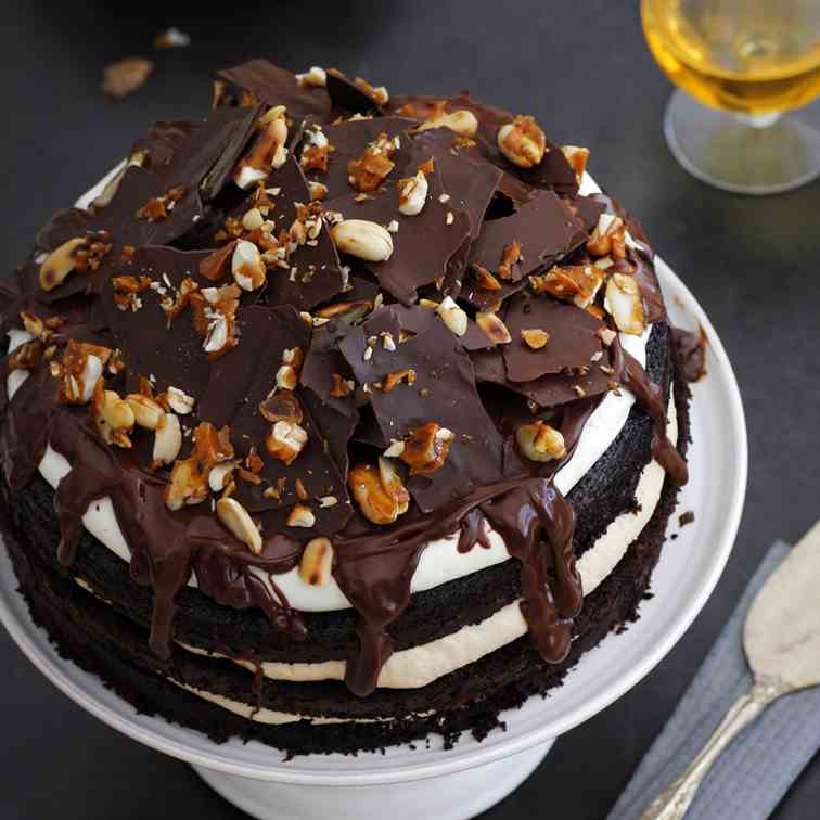 Whiskey and Coffee Chocolate Layer Cake