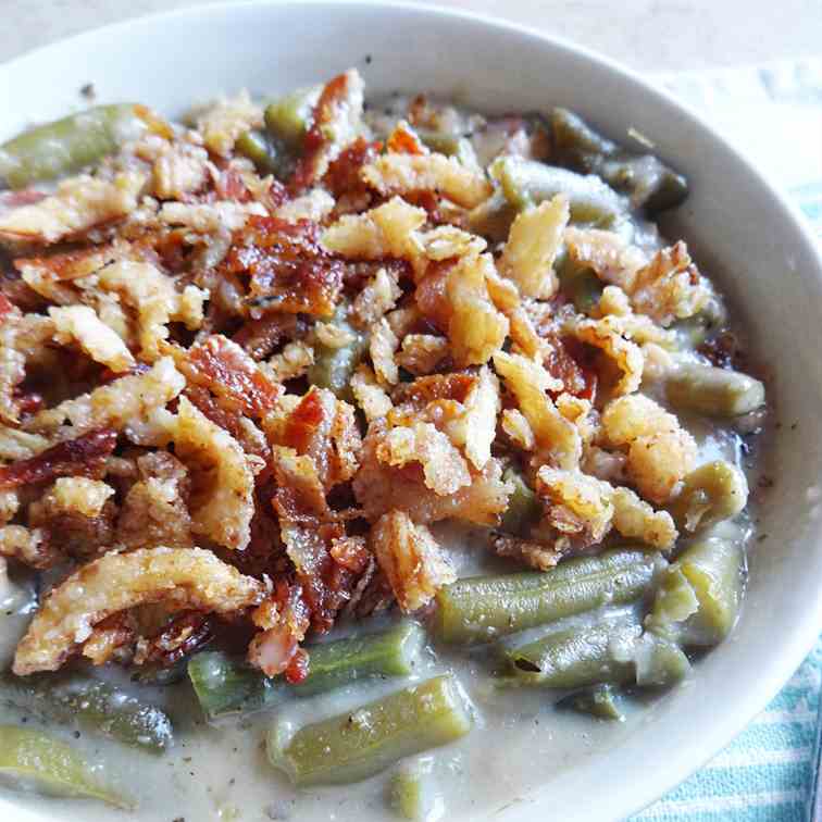 Crockpot Green Bean Casserole with Bacon