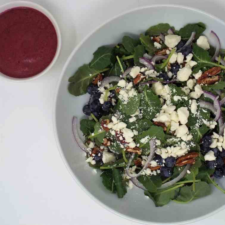 Kale Salad with Blueberry Chia Vinaigrette