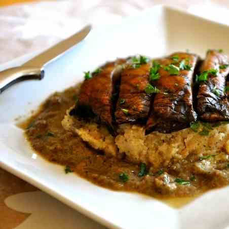 Grilled Portobello Mushroom and gravy