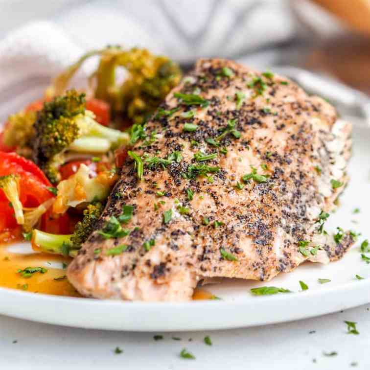 Oven Roasted Salmon with Veggies
