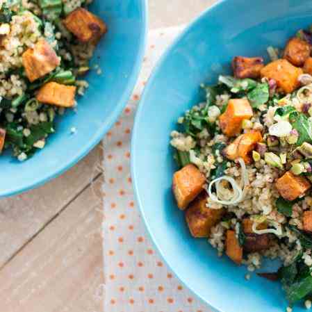 Cracked wheat with sweet potato cubes and 