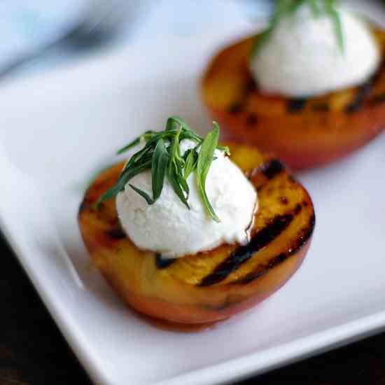 Honey Grilled Peaches w/ Chevre