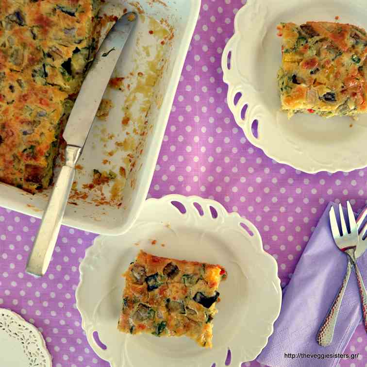 Super easy eggplant pepper pie