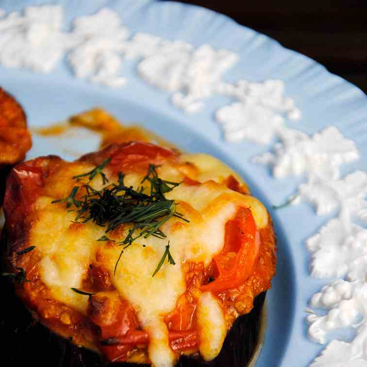 Julia Childs Eggplant Pizzas-