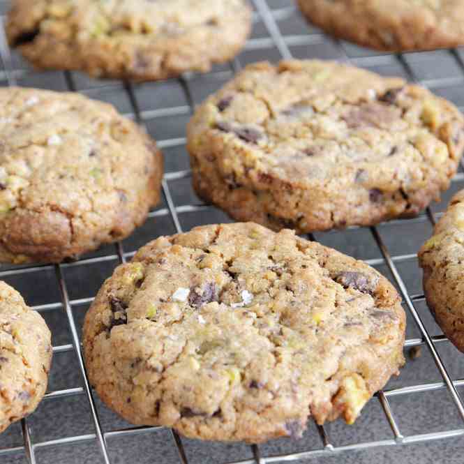 Salted Pistachio Chocolate Chip Cookies