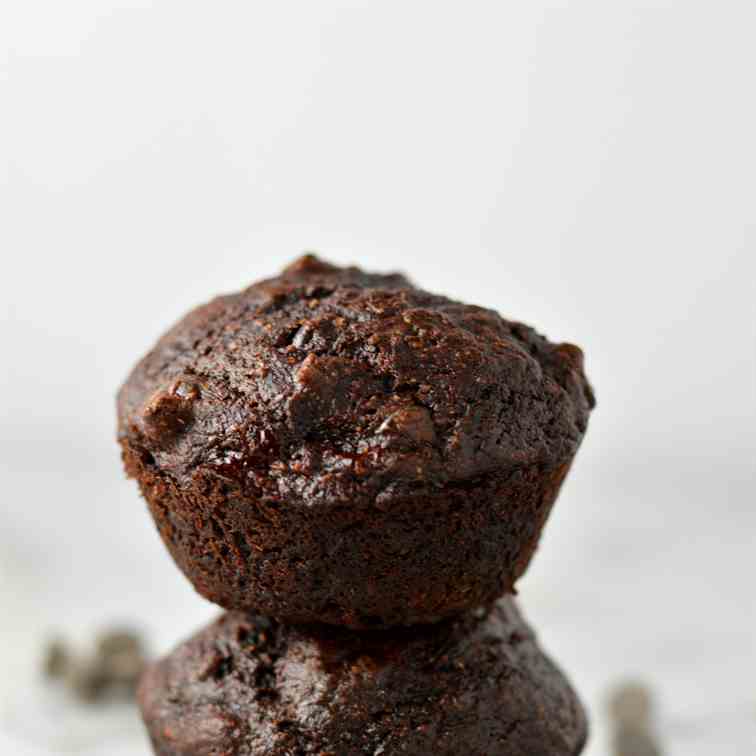 Healthy Double Chocolate Banana Muffins